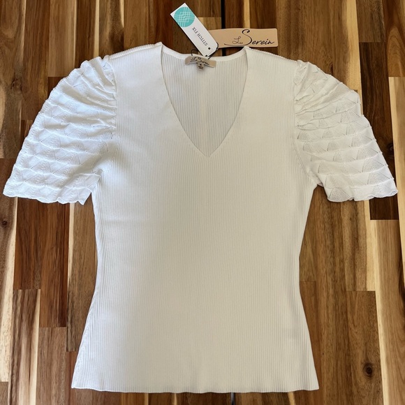 Tops - Les Serein Stitch Fix White Blouse Medford Puff Sleeve Sweater